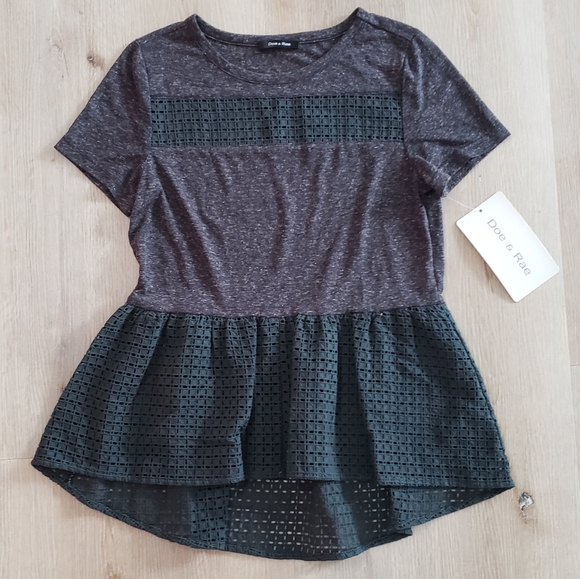 Doe & Rae Tops - DOE & RAE Dark Gray Mesh Knit Top